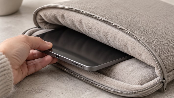 Tablet çantasının yumuşak iç astarı ve koruma katmanı